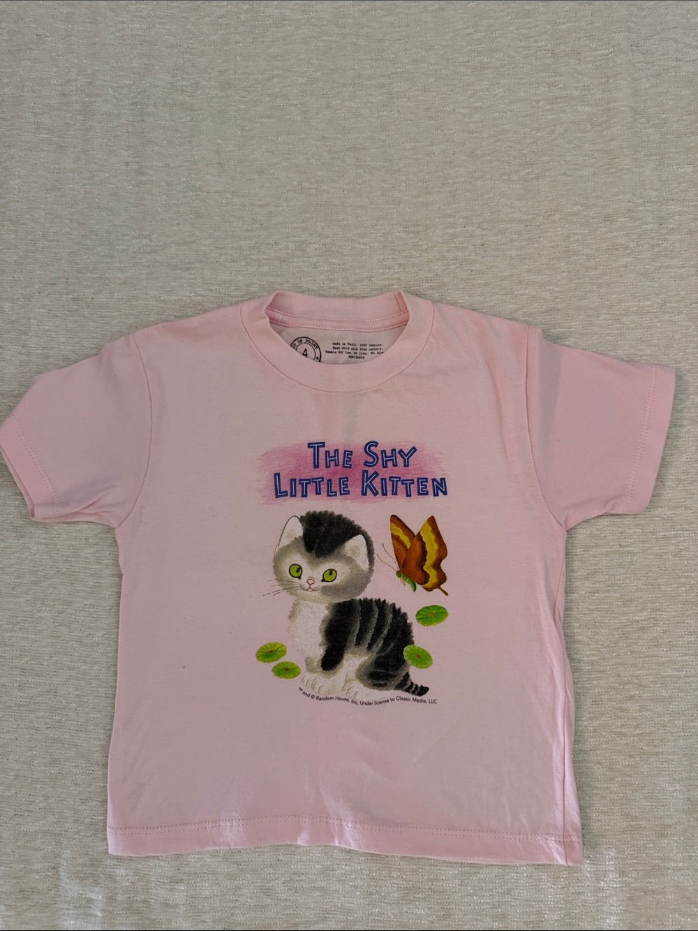The Shy Little Kitten Pink Kids T-Shirt